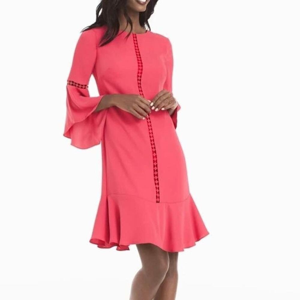 White House Black Market Shift Dress Size 4 Drama Sleeves Cocktail Evening